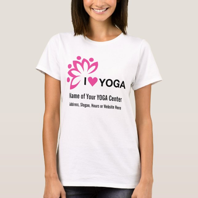 Yoga centrerar tillfogar din egna text - designen tee shirt (Framsida)