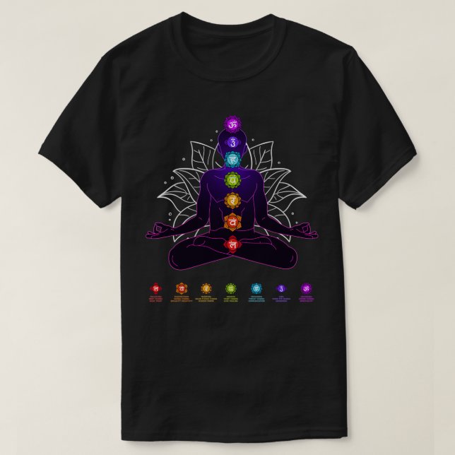 Yoga Chakra Andlig Body System Meditation T Shirt (Design framsida)