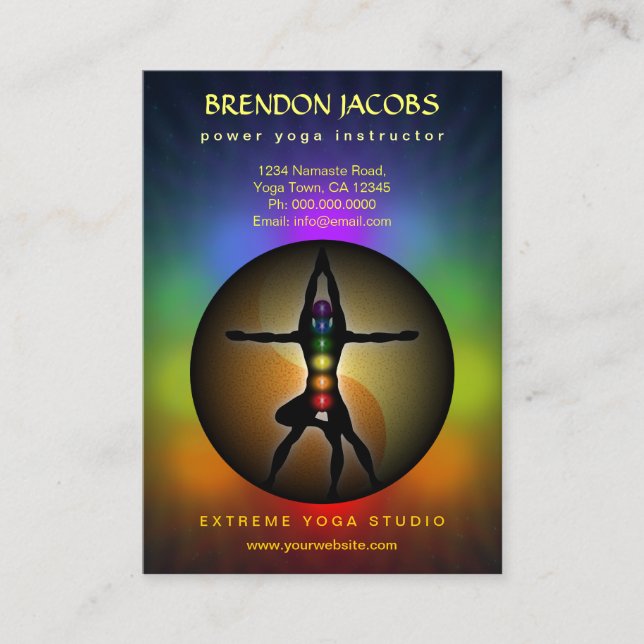 Yoga Chakras Yin Yang Pose Teacher Large Lodrät Visitkort (Framsida)