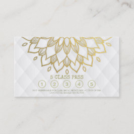 Yoga Class Pass Guld Mandala Blommigt White Leathe Lojalitetskort
