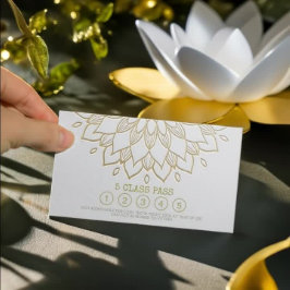 Yoga Class Pass White Guld Embossed Mandala Blommi Lojalitetskort
