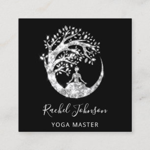 Yoga Classes School Logotyp Instructor QR Spark Gr Fyrkantigt Visitkort