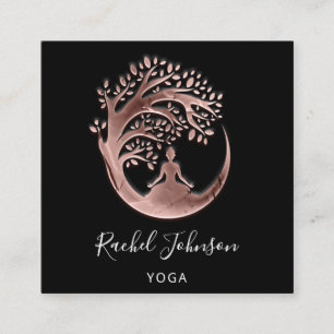 Yoga Classes School Logotyp Instruktör QR Ro Heal Fyrkantigt Visitkort