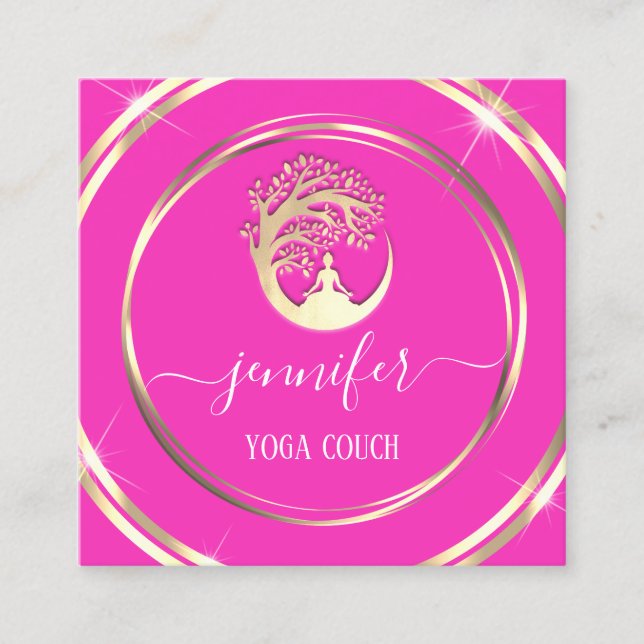 Yoga Couch Therapist Mindfullness QR CODE Rosa Fyrkantigt Visitkort (Framsida)