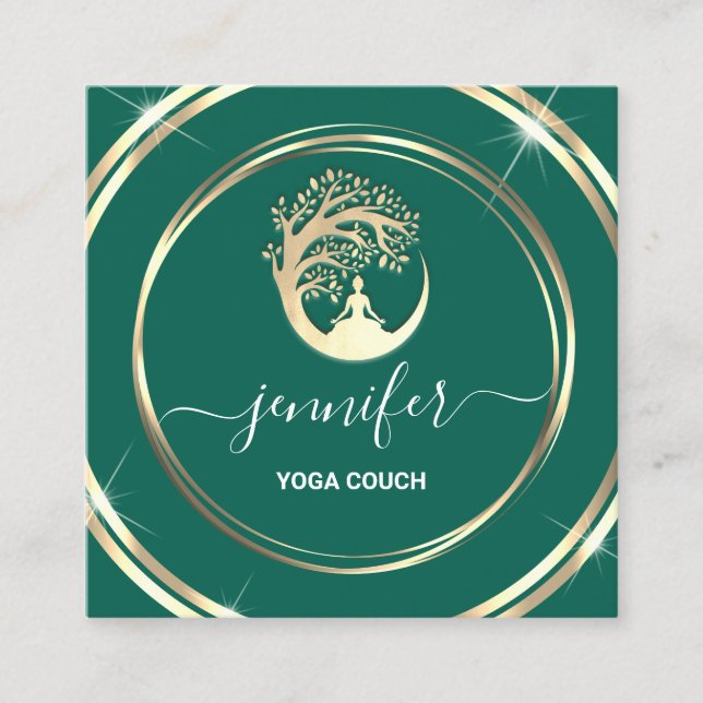 Yoga Couch Therapist Mindfullness QRCODE LOGOTYP T Fyrkantigt Visitkort (Framsida)