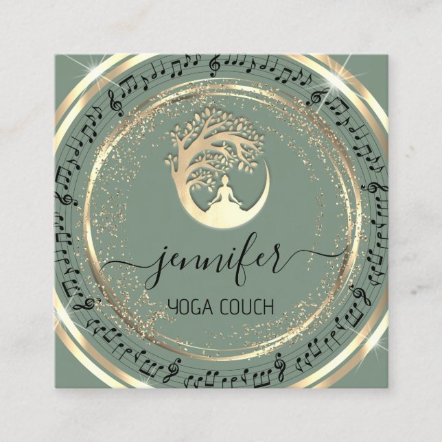 Yoga Couch Therapist Mindfullness QRCODEMusic Guld Fyrkantigt Visitkort (Framsida)