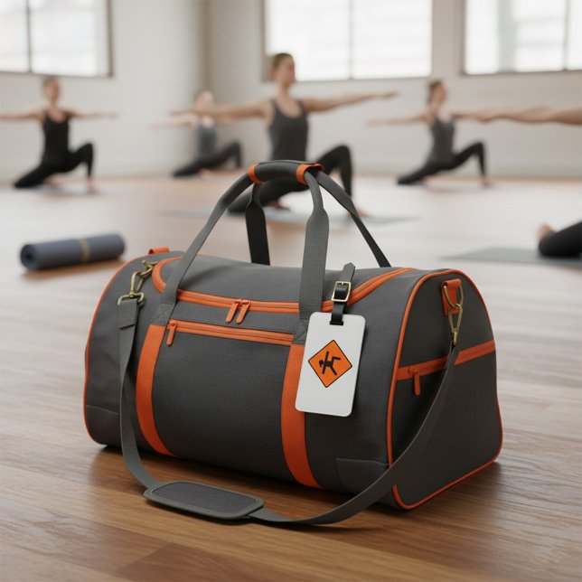 Yoga Crossing Sign Warrior Pose Stick figur Bagagebricka (Skapare uppladdad)