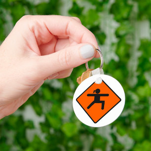 Yoga Crossing Sign Warrior Pose Stick figur Nyckelring