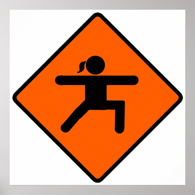 Yoga Crossing Sign Warrior Pose Stick figur Poster (Framsidan)