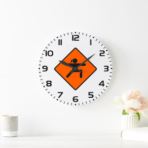 Yoga Crossing Sign Warrior Pose Stick figur Stor Klocka