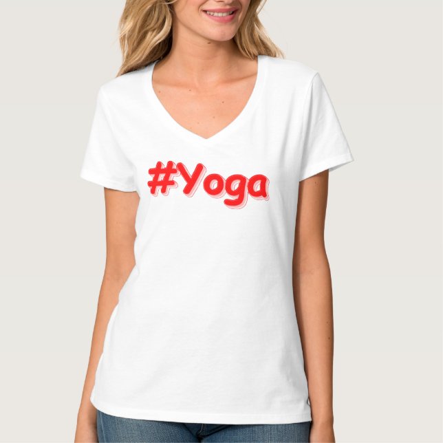 "#Yoga" Cute Design. Köp nu T Shirt (Framsida)