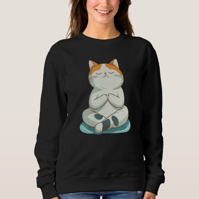 Yoga Cute Kitty Cat T Shirt (Framsida)