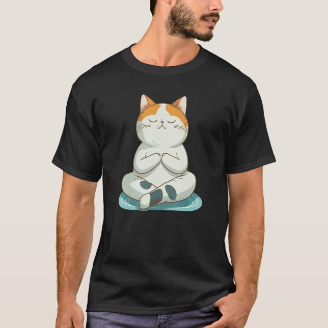 Yoga Cute Kitty Cat T Shirt (Framsida)