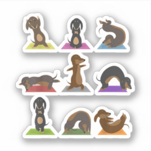 Yoga Dachshund Funny Meditation Hund älskare Gift Klistermärken