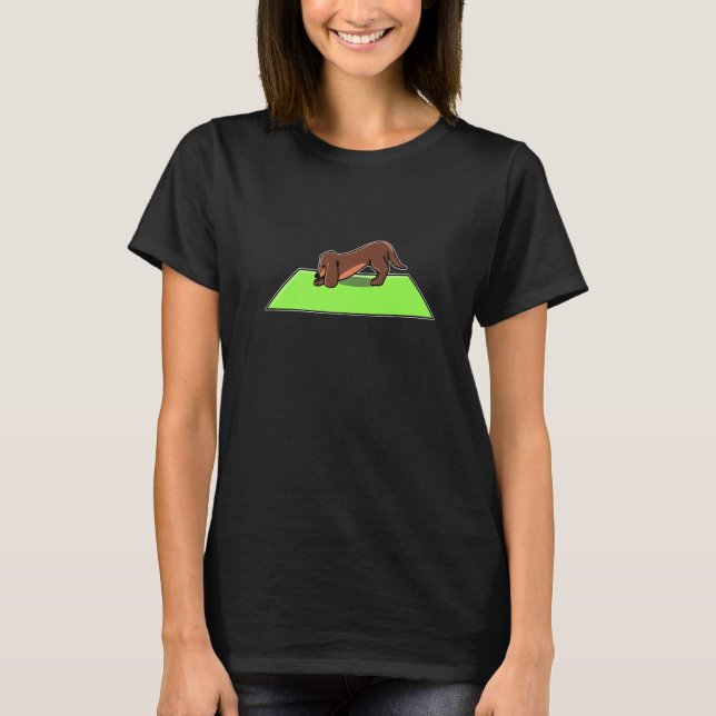 Yoga Dachshund Meditation Yoga Hund T Shirt (Framsida)