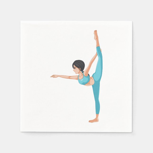 Yoga Dansarställning Kvinna Stretchar Pappersservett (Framsidan)