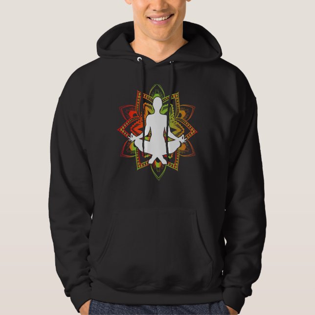 Yoga Design Yoga Posture Pose Meditation Relaxati Hoodie (Framsida)