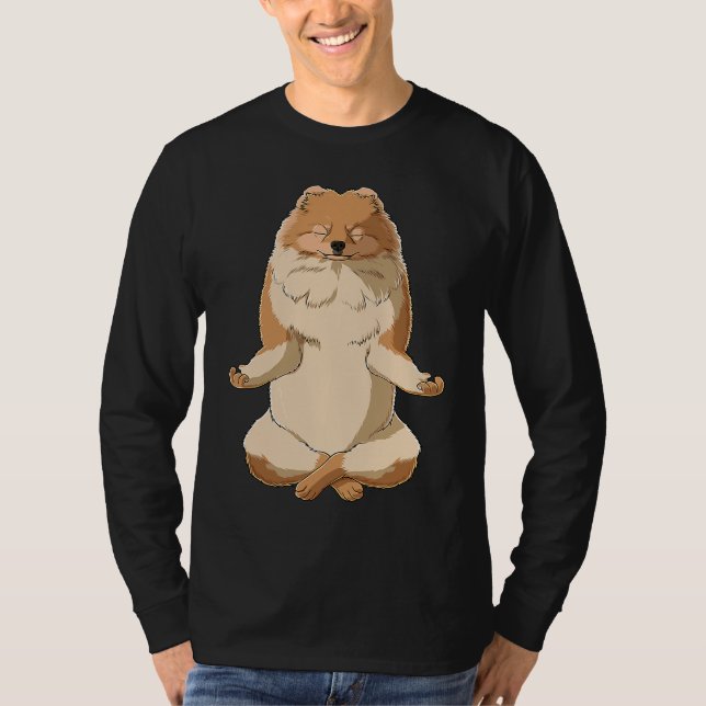 Yoga Dog Pomeranian T Shirt (Framsida)