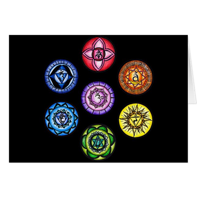 Yoga - energi för 7 Chakras Hälsningskort (Framsidan Horizontal)