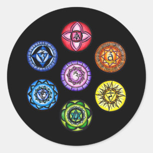 Yoga - energi för 7 Chakras Runt Klistermärke
