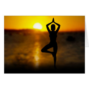 Yoga Female vid sunset Card Hälsningskort