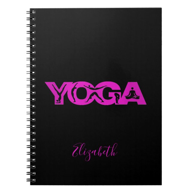 Yoga fitness Black lila namn Anteckningsbok (Framsidan)