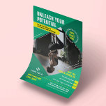 Yoga Fitness Classes Trendig Marknadsföring Photo  Flygblad<br><div class="desc">Befordra dina gym- eller yoga-studion med trendiget Trainer Flyer-design. Har en modern teal- och gult-design med plats för ett foto, din logotyp, märkre eller rubrik, anpassningsbar och ett erbjudande om säljfrämjande åtgärder. Du kan redigera all text och färg om du vill skapa anpassningsbar gym marknadsföring flygblad för träningsstudier, idrottsevenemang, gymmet,...</div>