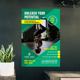 Yoga Fitness Classes Trendig Photo Gym Marknadsför Poster