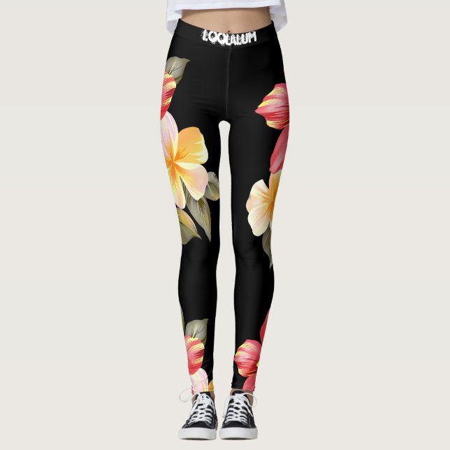 Yoga flåsar blommigt leggings (Framsida)