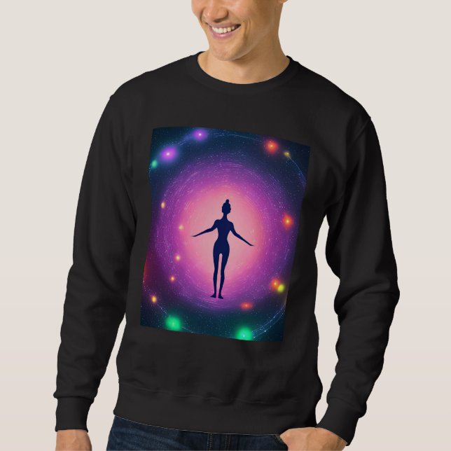 Yoga flicka Kvinna Solhälsning Meditation Chakra  Lång Ärmad Tröja (Framsida)