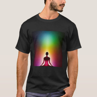 Yoga flicka Kvinnlig solhälsning meditation Chakra T Shirt