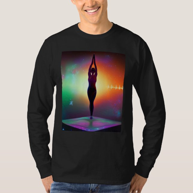 Yoga flicka Kvinnlig solhälsning Meditation Chakra T Shirt (Framsida)