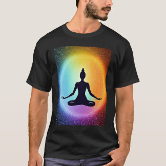 Yoga flicka kvinnlig solhälsning meditation Chakra T Shirt
