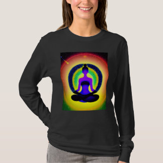 Yoga flicka Kvinnlig solhälsning Meditation Chakra T Shirt