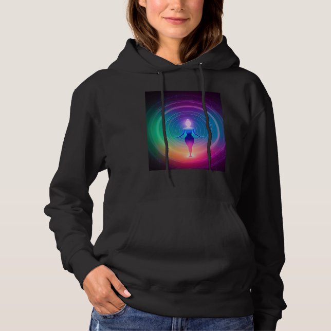 Yoga flicka kvinnlig solhälsning meditation Chakra T Shirt (Framsida)