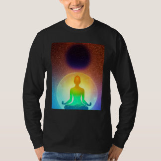 Yoga flicka Kvinnlig solhälsning Meditation Chakra T Shirt