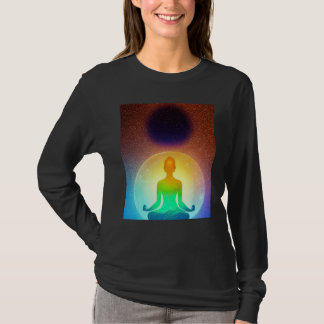 Yoga flicka Kvinnlig solhälsning Meditation Chakra T Shirt