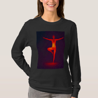 Yoga flicka kvinnlig solhälsning meditation Chakra T Shirt