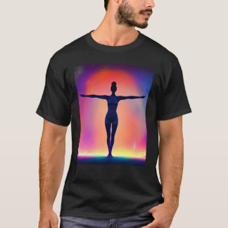 Yoga Flickan Kvinnlig Solhälsning Meditation Chakr T Shirt
