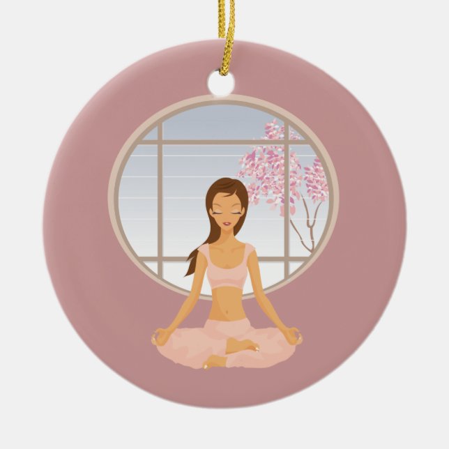 Yoga-flickornament Julgransprydnad Keramik (Framsidan)