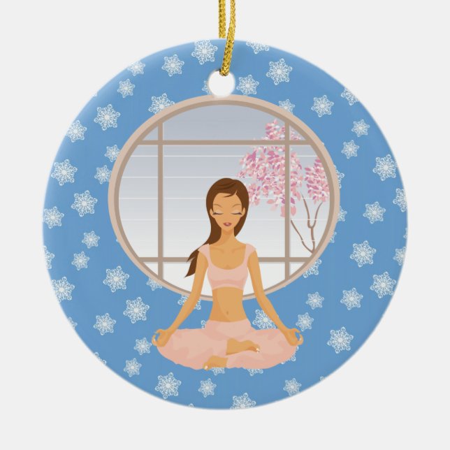 Yoga-flickornament Julgransprydnad Keramik (Framsidan)