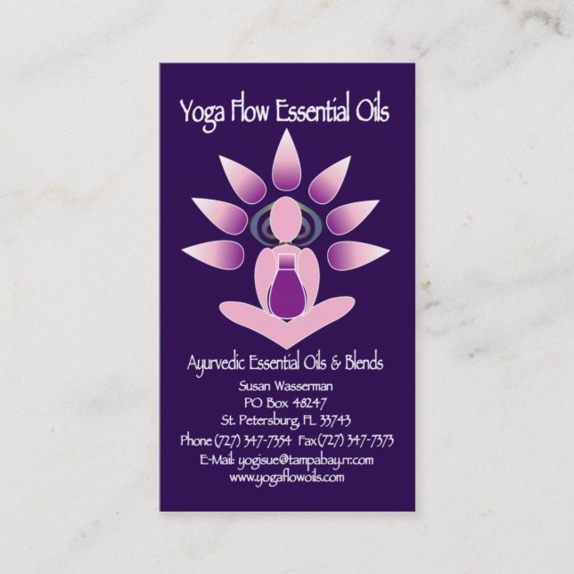 Yoga Flow Essential Oils Visitkort (Framsida)