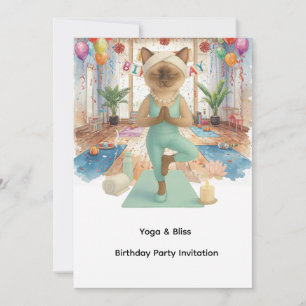 Yoga Födelsedagsfest för siamesisk Cat Lovers Inbjudningar