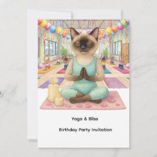 Yoga Födelsedagsfest för siamesisk Cat Lovers Inbjudningar
