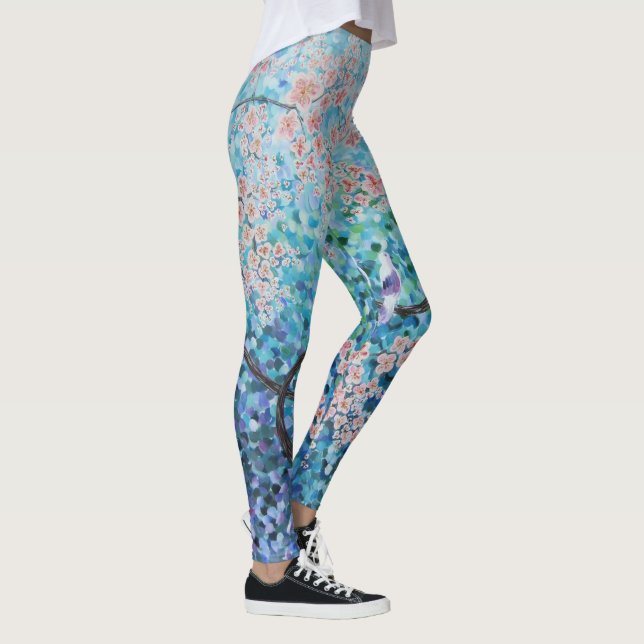 yoga för målning blåttsakura för körsbärsröd leggings (Höger)