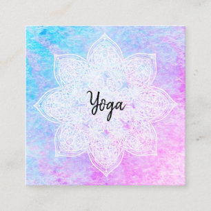 Yoga för Mandala för *~*snörevit magentafärgad Fyrkantigt Visitkort