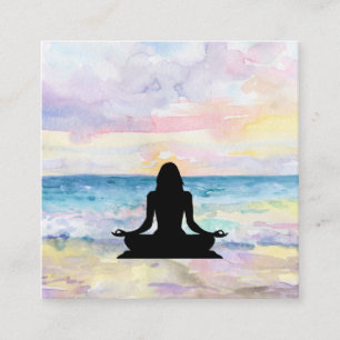Yoga för meditation för Mindfulness för Fyrkantigt Visitkort