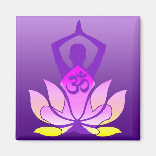 Yoga för Om-lotusblommablomma poserar på Magnet