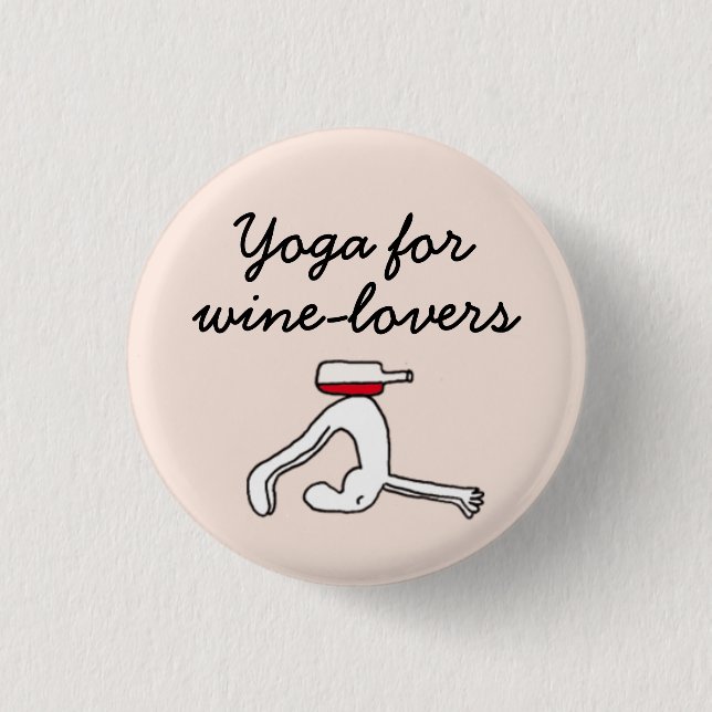 Yoga för Winelovers rosaemblem Knapp (Framsida)