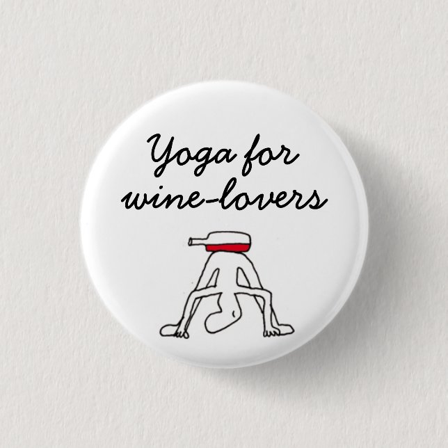 Yoga för Winelovers vitemblem Knapp (Framsida)